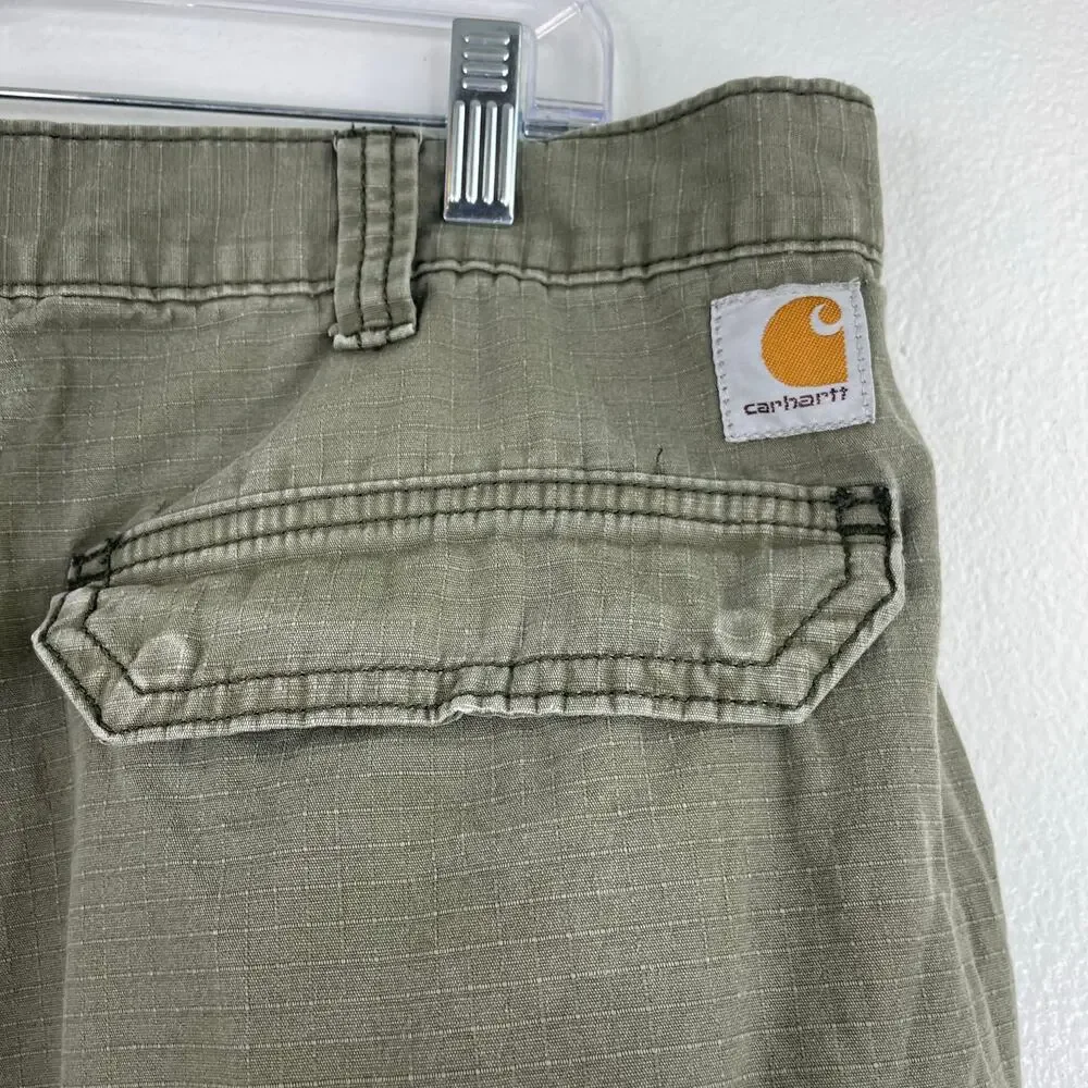 Carhartt Relaxed Fit Green Men's Cargo Work Shorts Ripstop Fabric Size 40